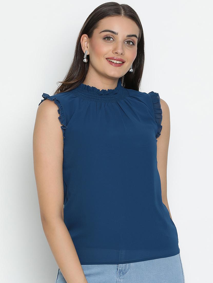 blue solid regular top - 21496505 - Zoom Image - 0