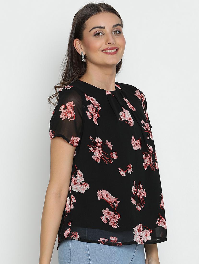 black floral printed regular top - 21496508 - Standard Image - 2