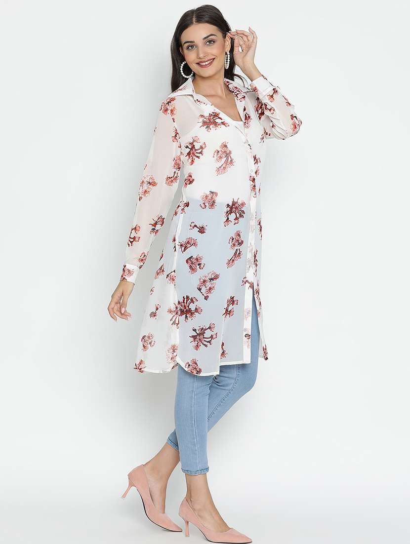 white floral printed regular shrug - 21496514 - Standard Image - 2