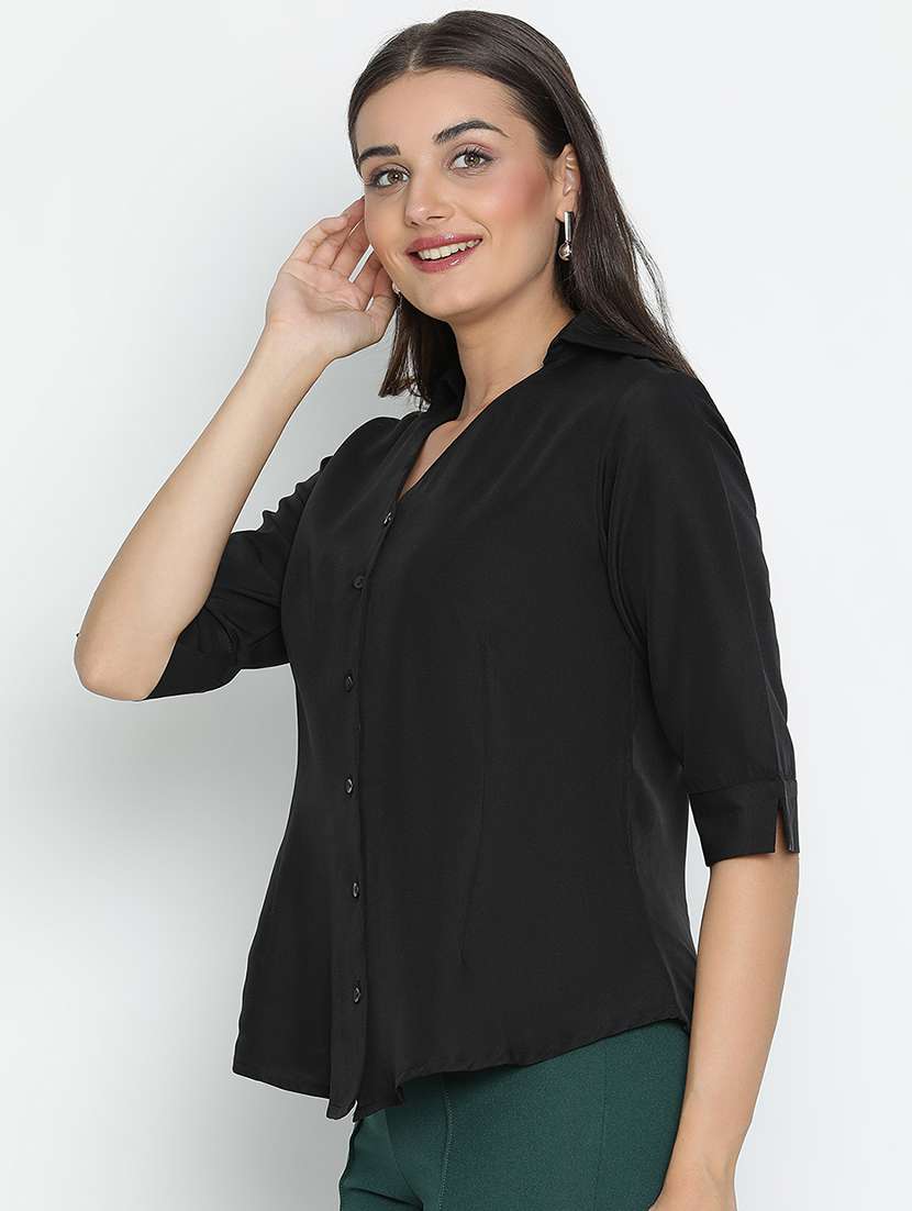 women black polyester shirt style top - 21496519 -  Standard Image - 2