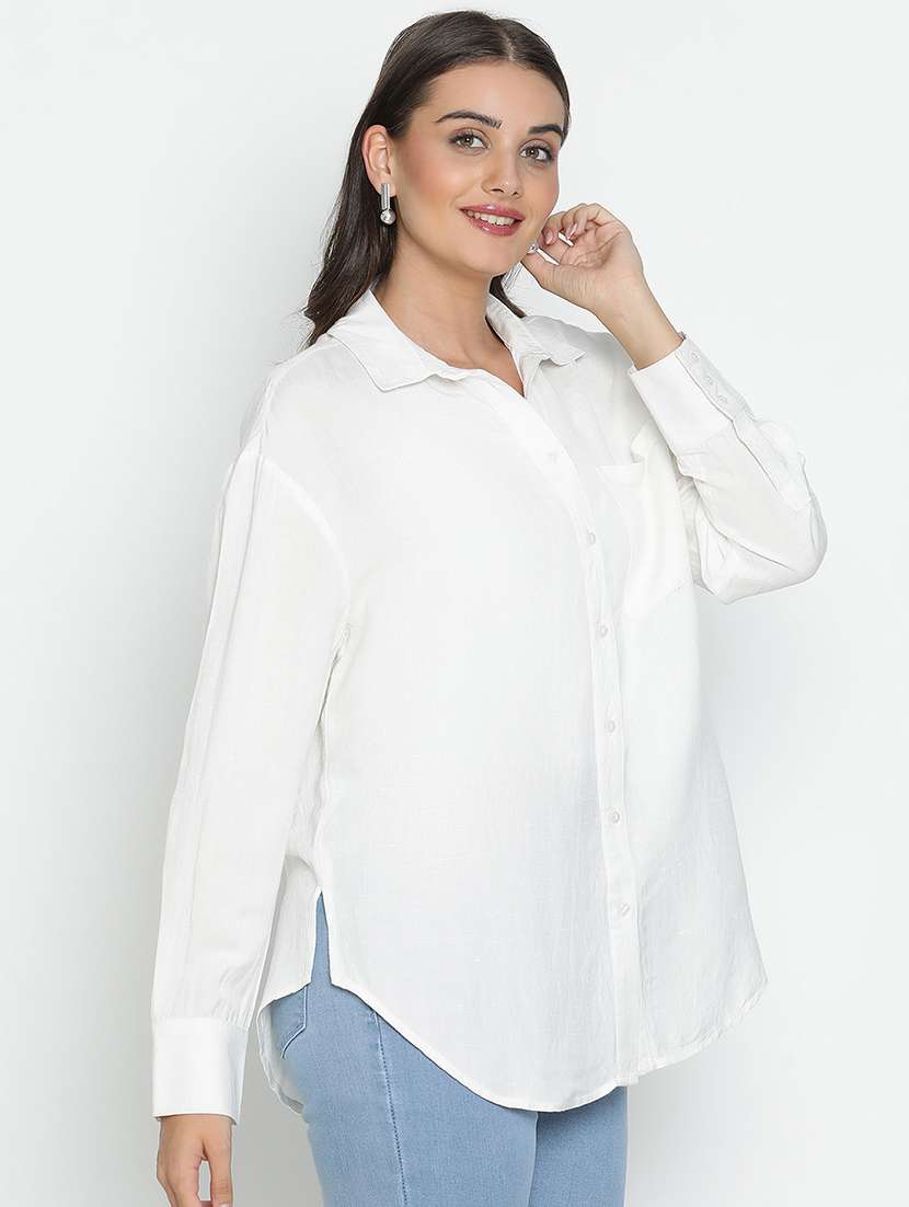 women white solid shirt - 21496529 -  Standard Image - 2