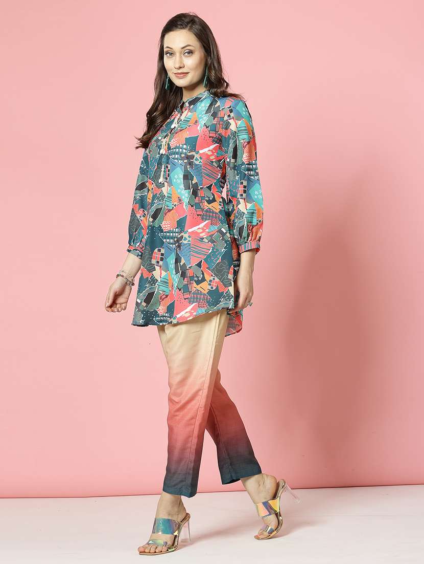 women green rayon shirt and trouser co-ord set - 21496541 -  Standard Image - 2