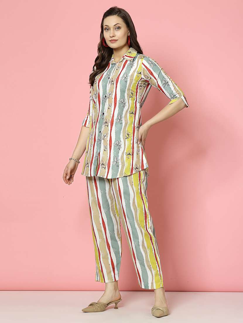 women multi colored rayon shirt and trouser co-ord set - 21496550 -  Standard Image - 2