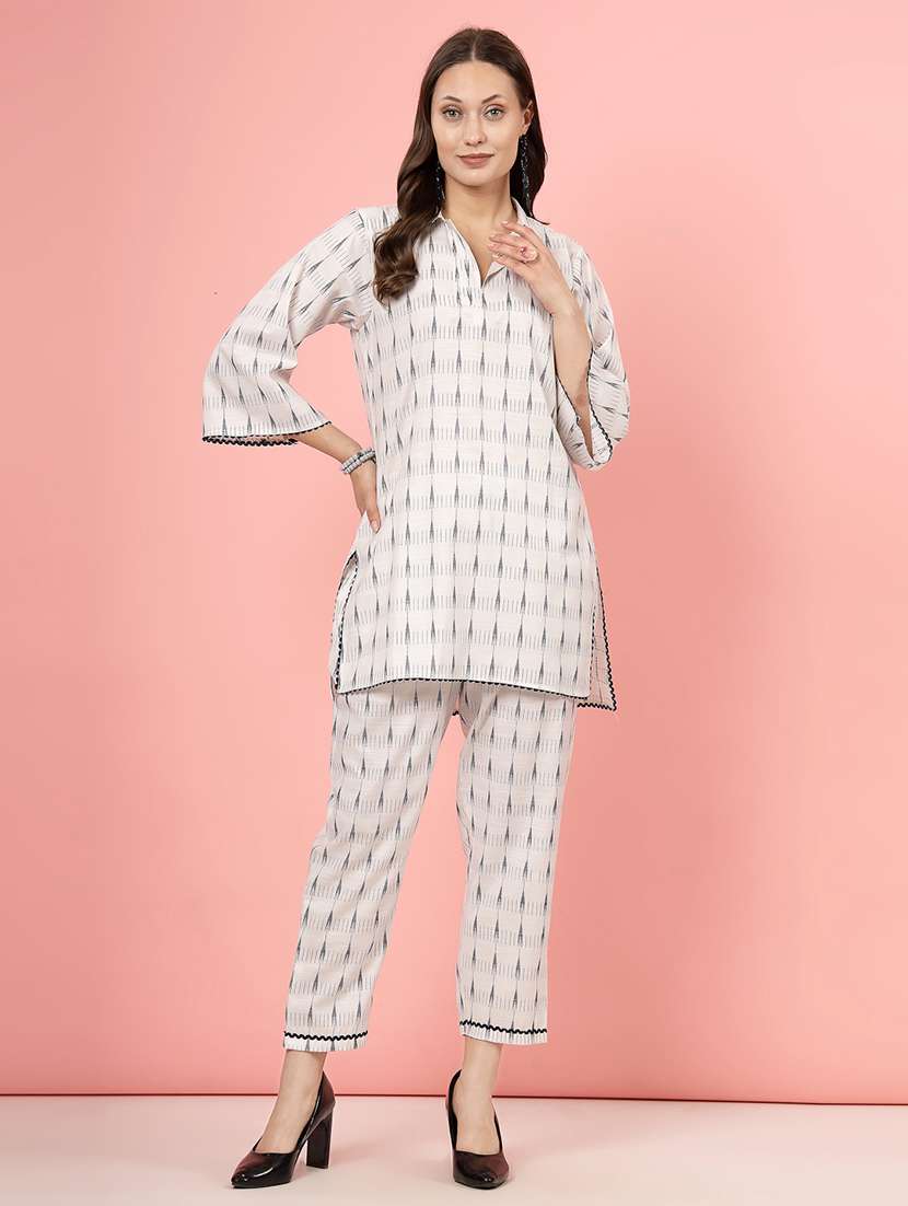 women white cotton shirt and trouser co-ord set