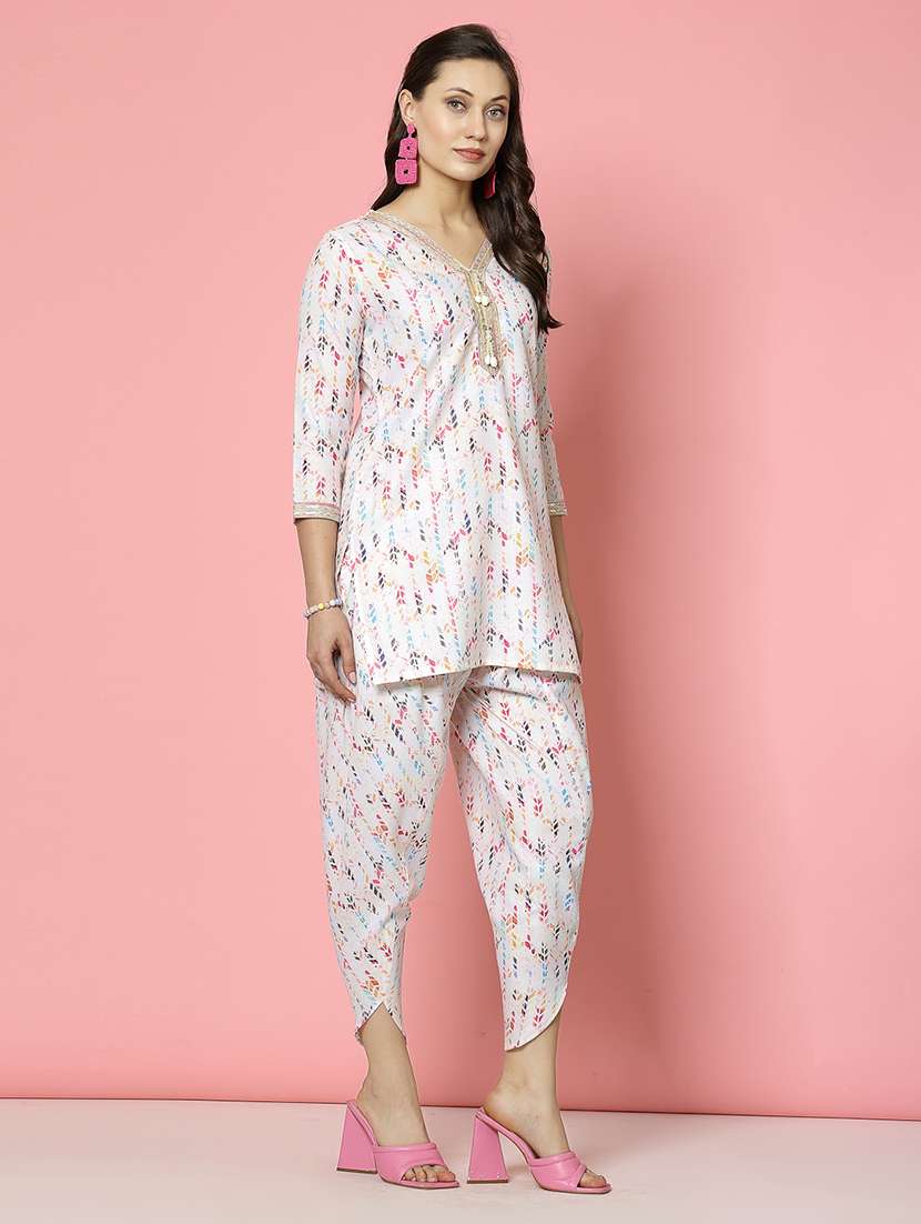 women off white cotton top & dhotti co-ord set - 21496580 -  Standard Image - 2