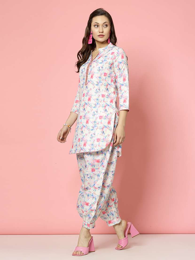 women off white cotton top and dhotti co-ord set - 21496581 -  Standard Image - 2
