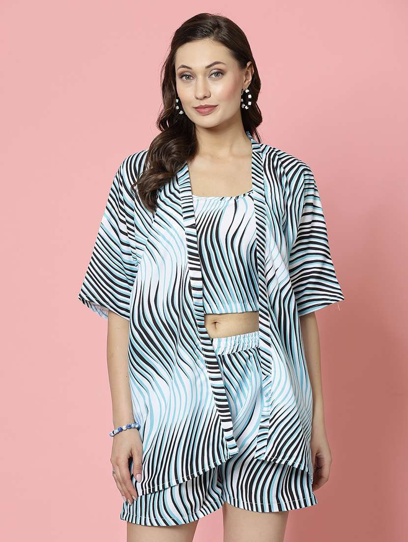 women white rayon top and shorts co-ord set