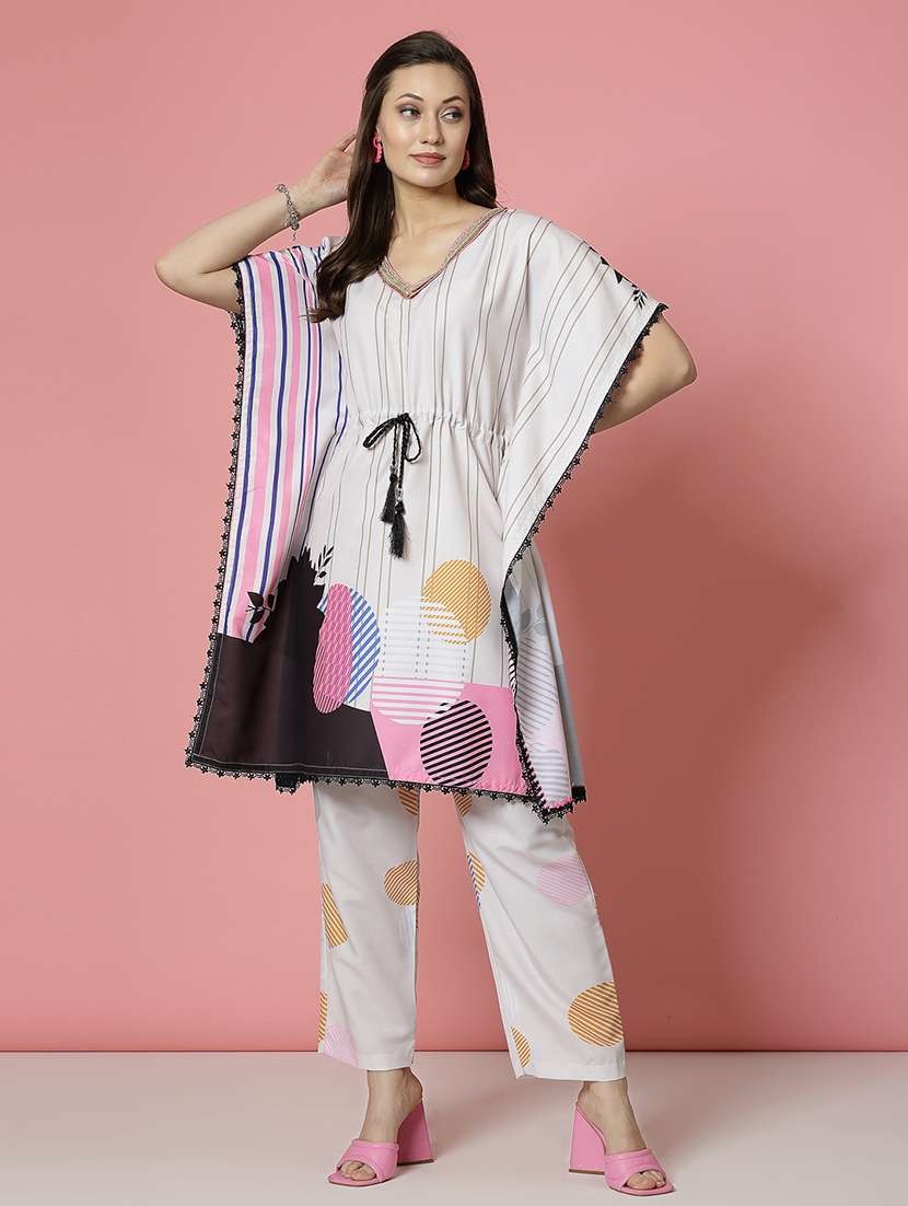 women white rayon top and trouser co-ord set - 21496591 -  Standard Image - 2