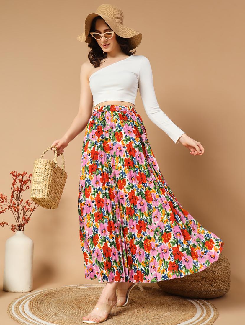 women mid-rise printed a-line skirt - 21496670 - Standard Image - 2