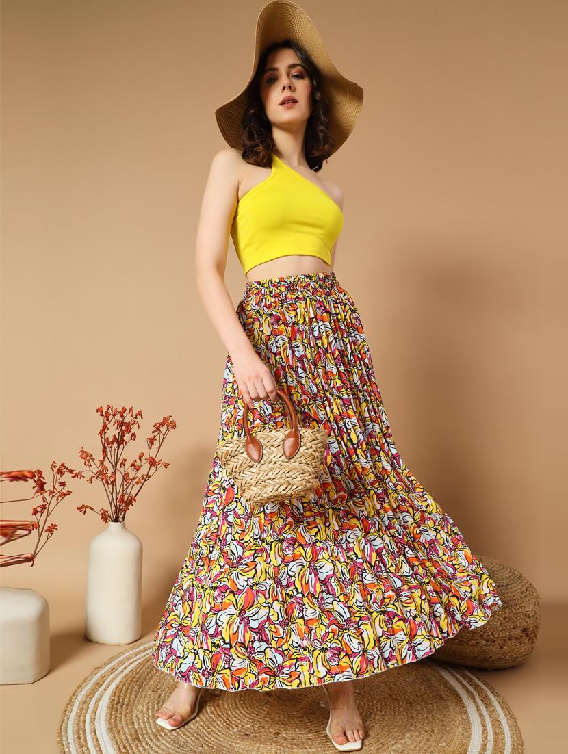 women mid-rise printed a-line skirt - 21496672 - Standard Image - 2