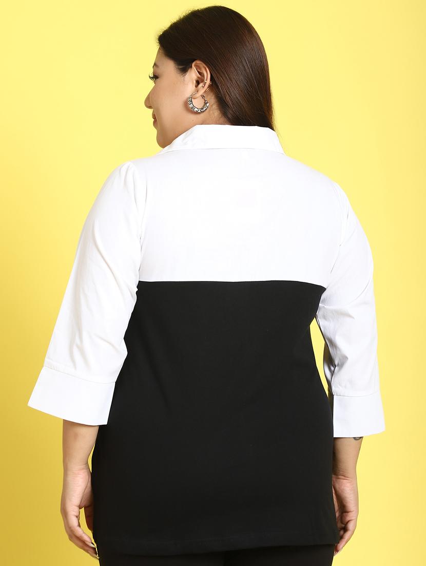 women collared color block regular top - 21496673 - Standard Image - 2
