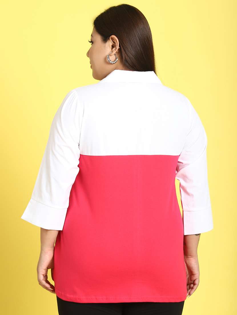 women collared color block regular top - 21496676 - Standard Image - 2