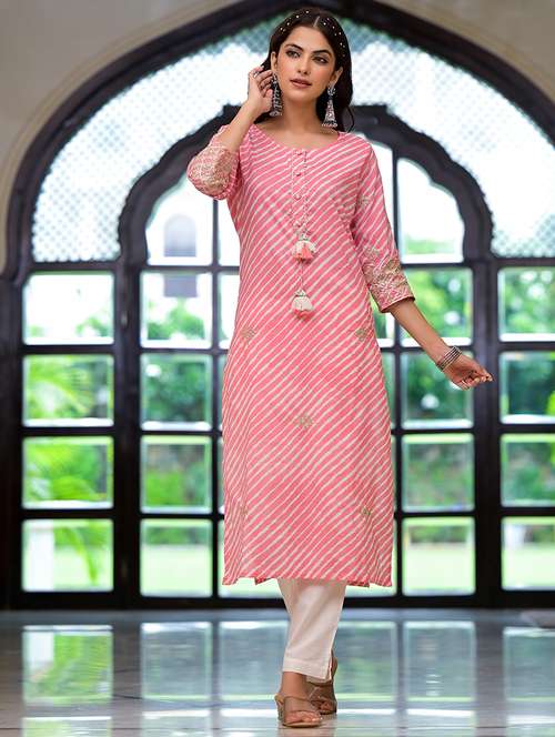 women peach cotton straight kurta - 21496684 -  Standard Image - 0