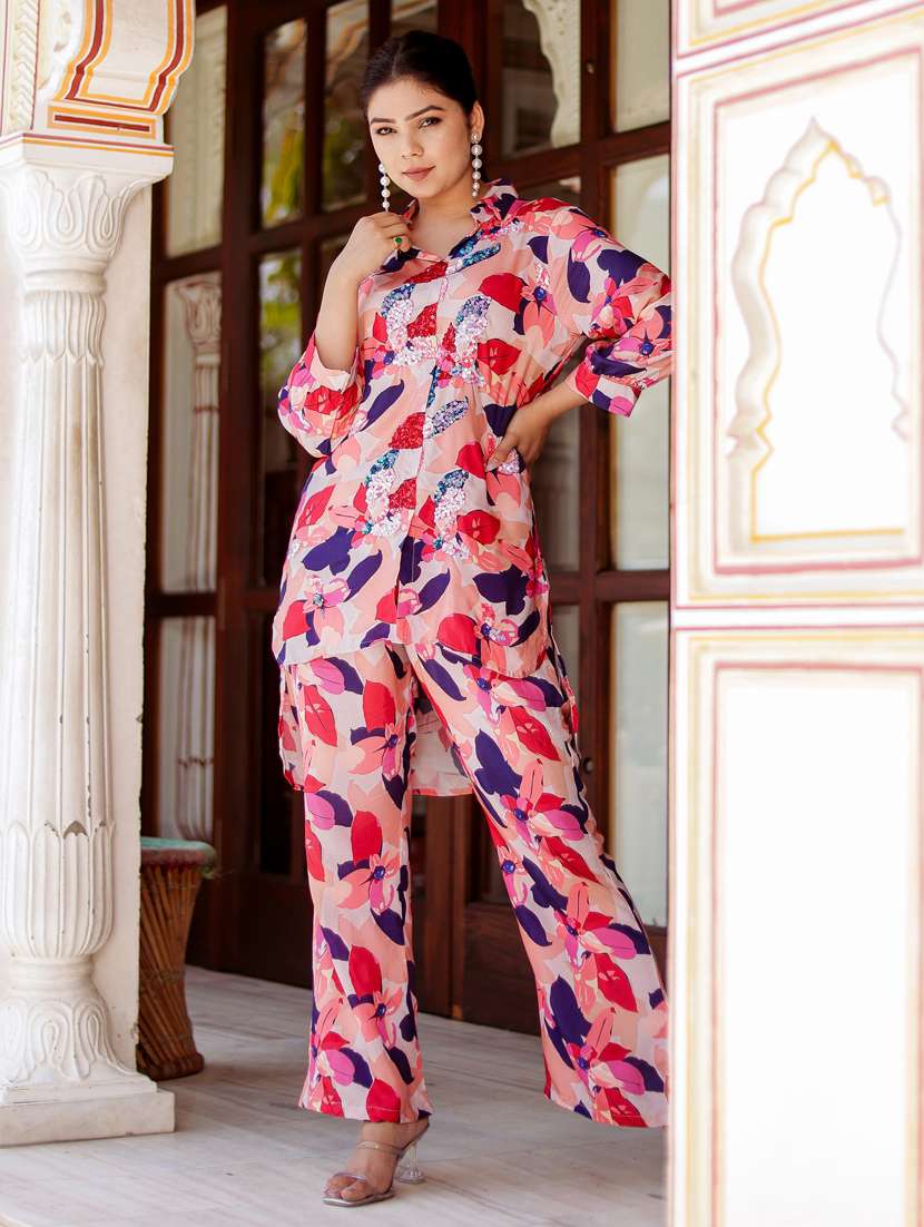women printed shirt and trouser co-ord set