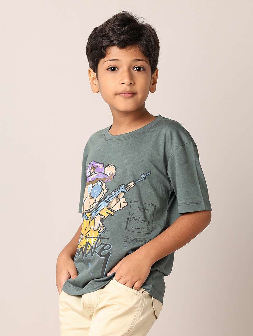 boys printed round neck t-shirt - 21496823 - Standard Image - 2