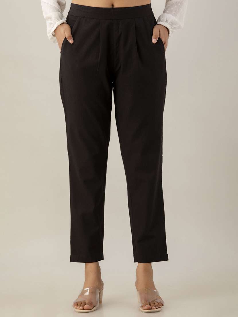 women mid-rise solid cigarette pant