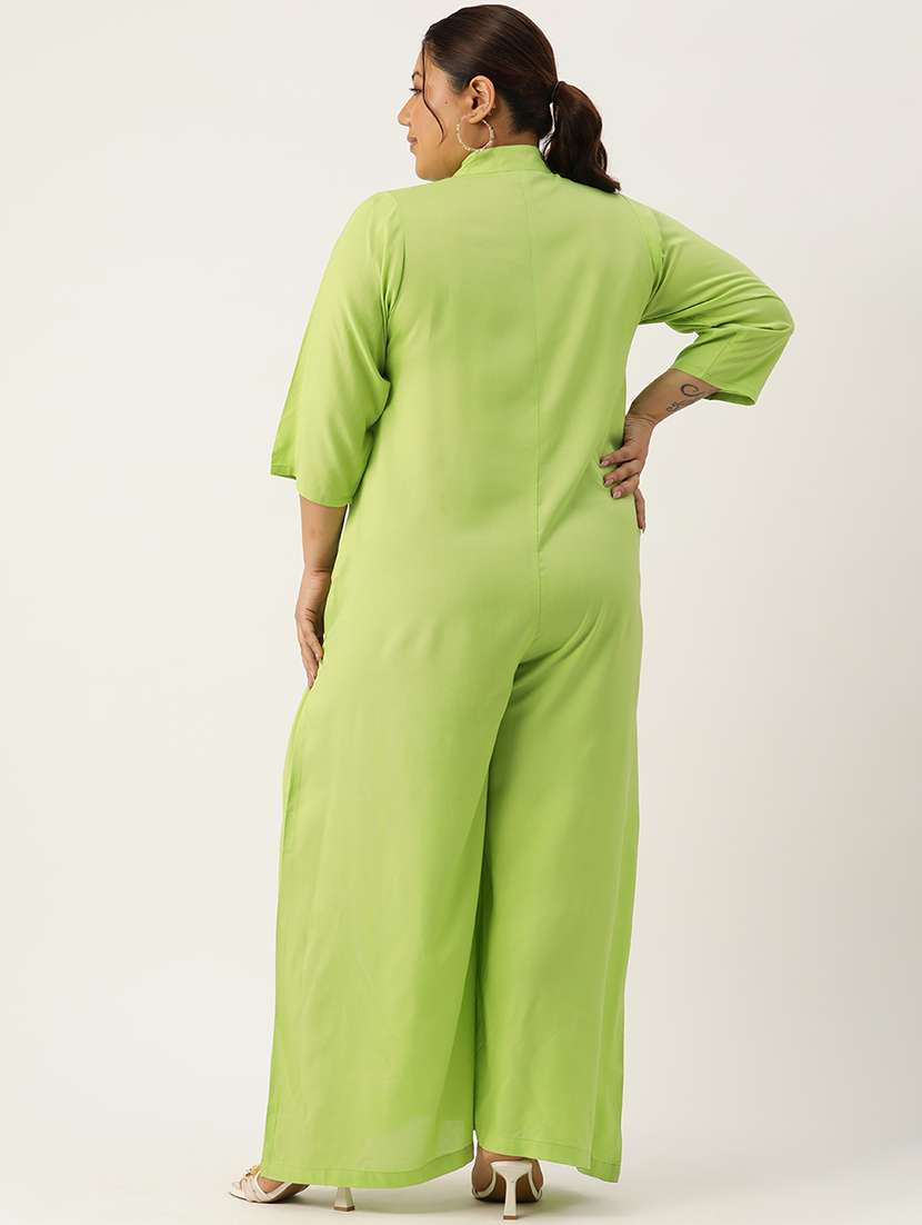 women mandarin neck solid full leg jumpsuit - 21497133 -  Standard Image - 2