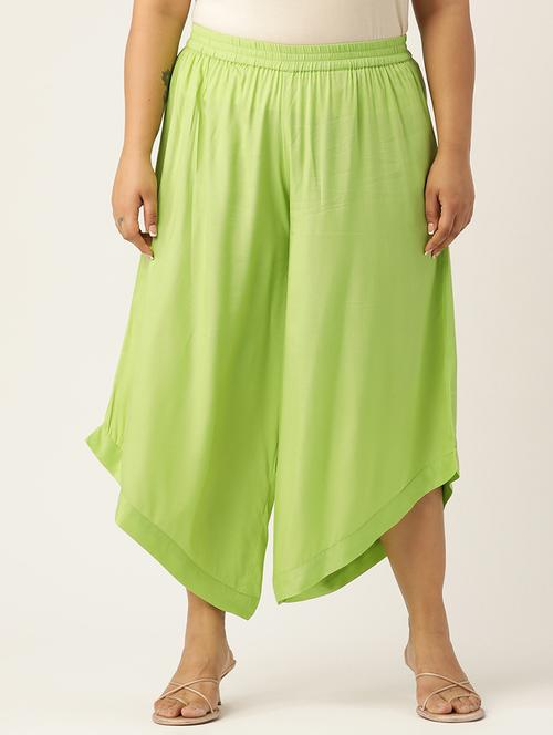 women high rise solid culottes trouser - 21497162 - Standard Image - 0