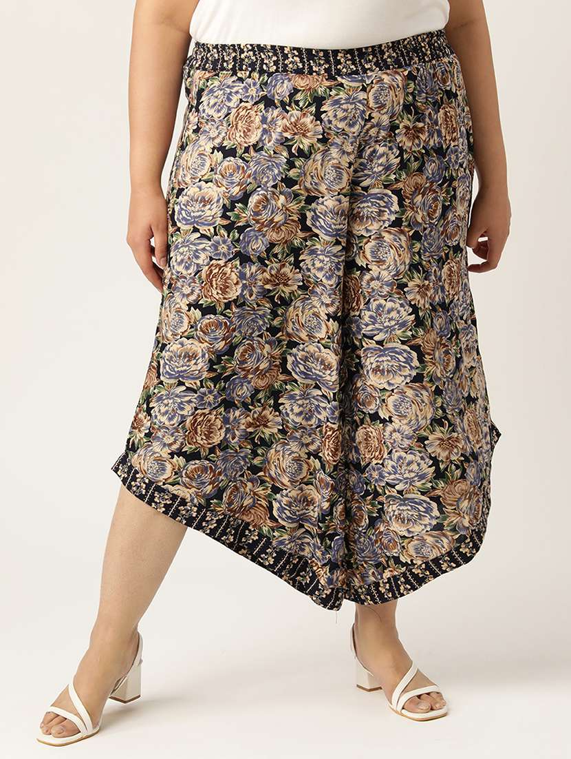 women high rise printed culottes trouser