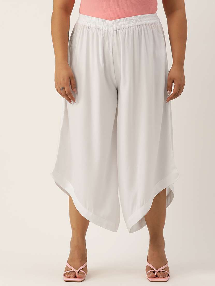 women high rise solid culottes trouser
