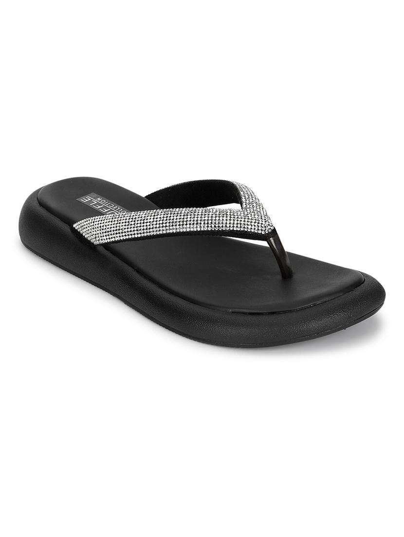 women black embellished slippers - 21497214 -  Zoom Image - 0