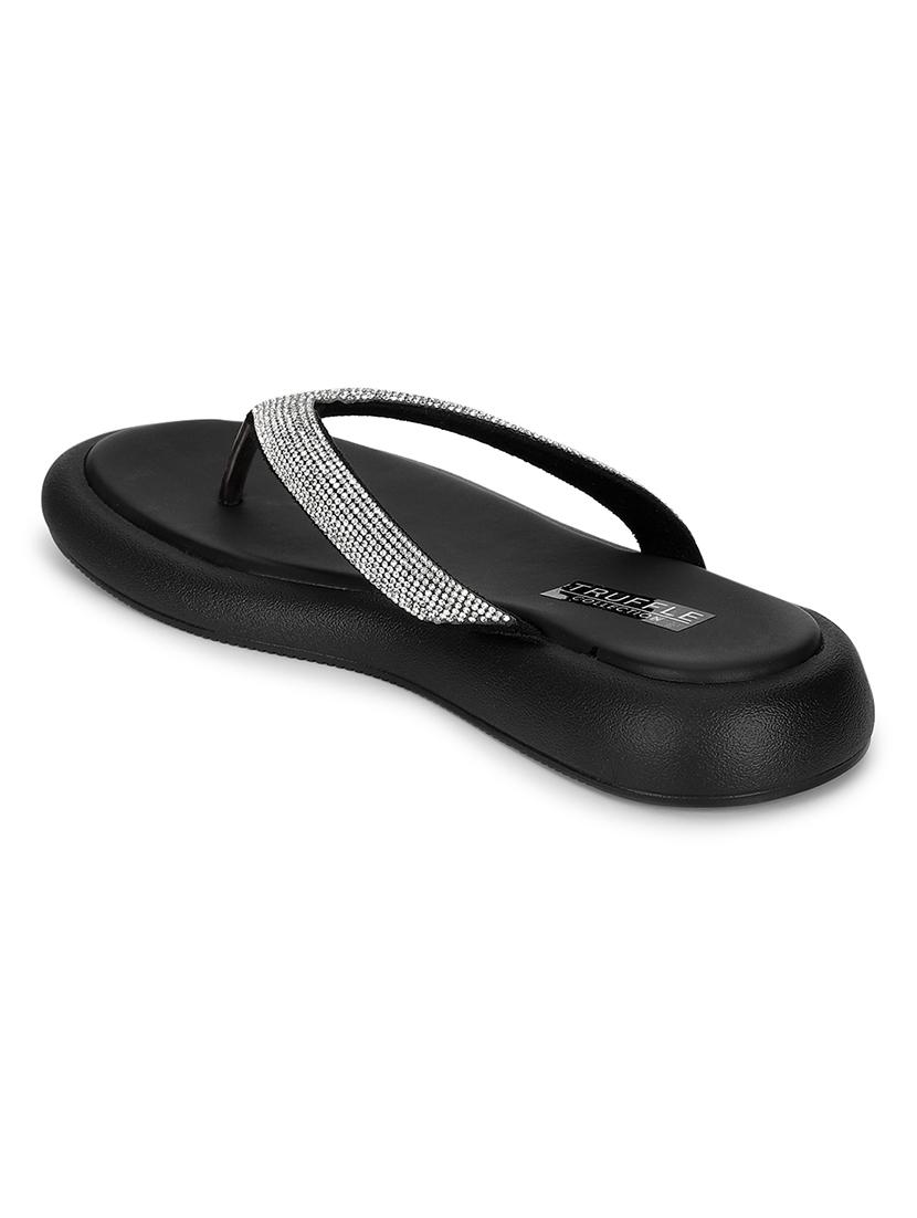 women black embellished slippers - 21497214 - Standard Image - 2