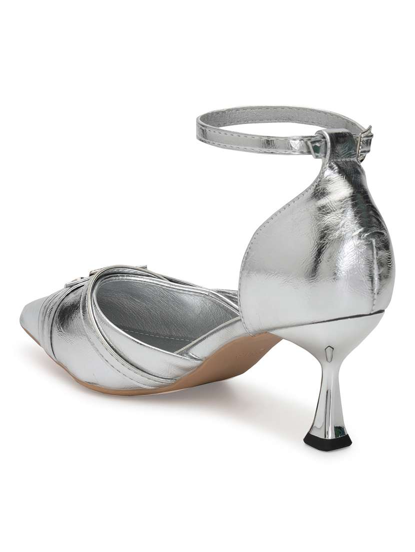 women silver ankle strap pumps - 21497225 -  Standard Image - 2