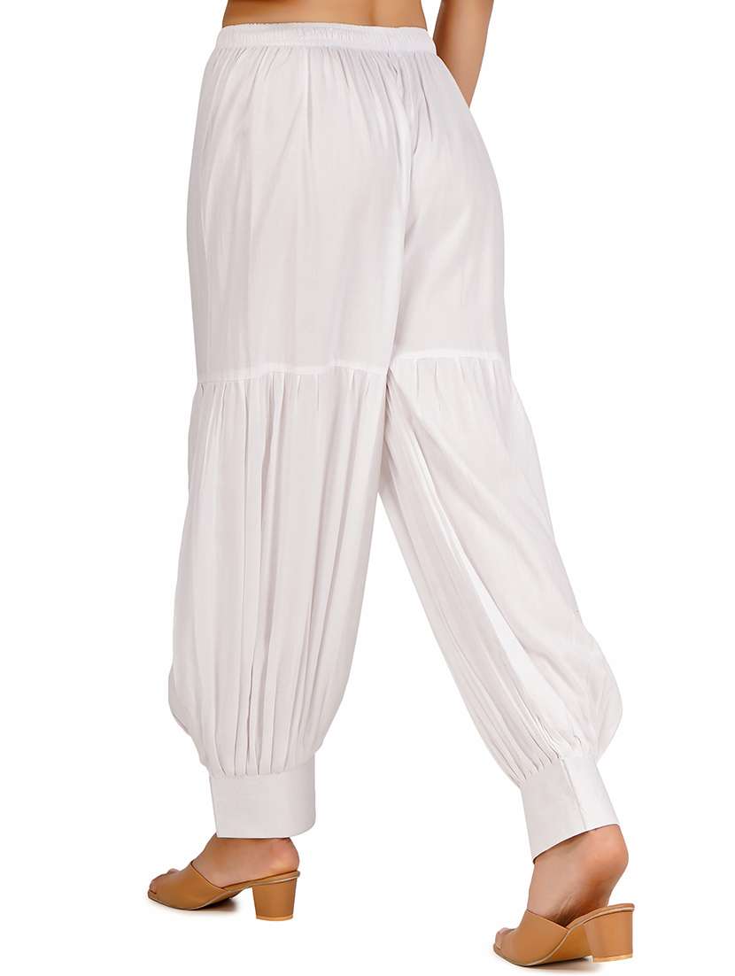 white solid mid rise salwar - 21497269 -  Standard Image - 2