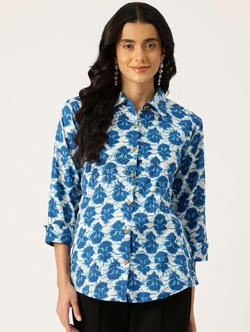 women collared printed regular shirt
