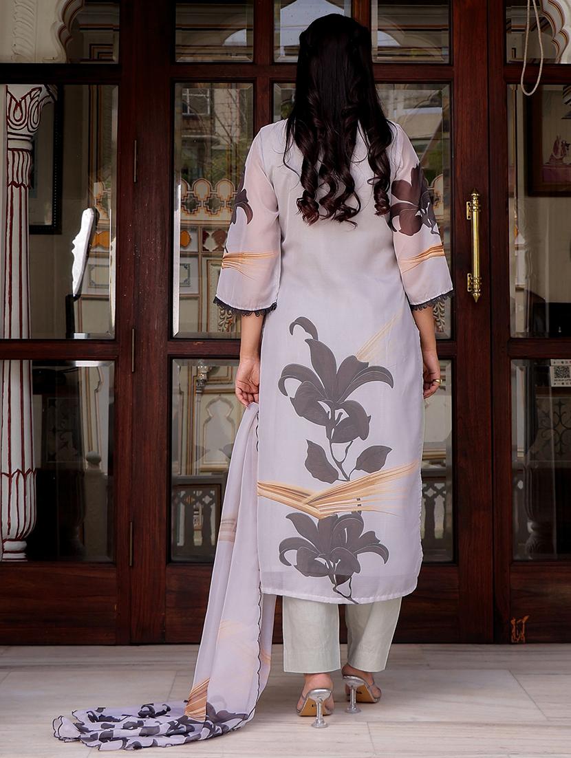women three quarter sleeve kurta pant with dupatta set - 21497324 - Standard Image - 2