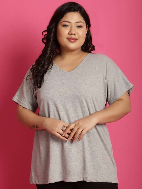 women v-neck solid regular t-shirt - 21497333 - Standard Image - 0