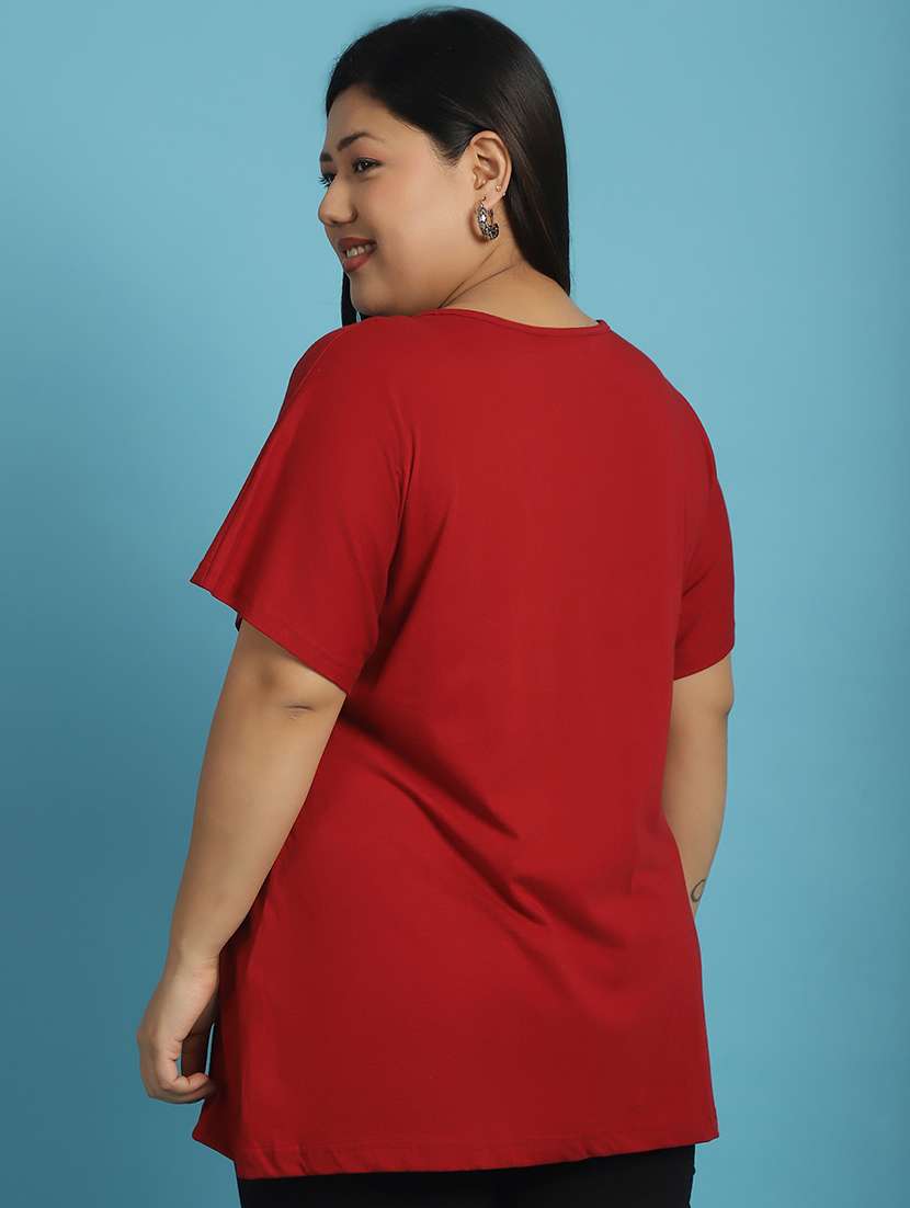 women v-neck solid regular t-shirt - 21497335 - Standard Image - 2