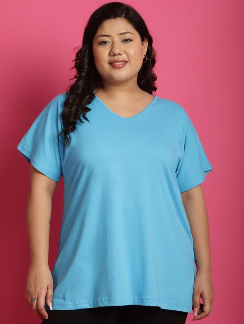 women v-neck solid regular t-shirt - 21497341 - Standard Image - 0