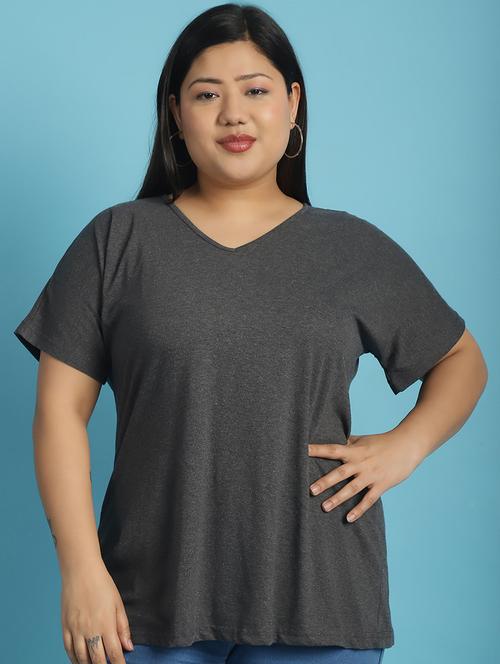 women v-neck solid regular t-shirt - 21497344 -  Standard Image - 0