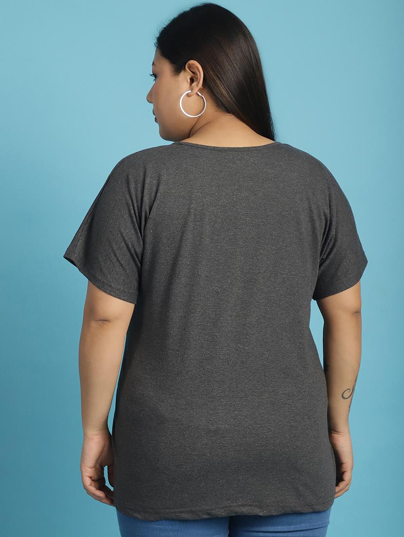 women v-neck solid regular t-shirt - 21497344 - Standard Image - 2