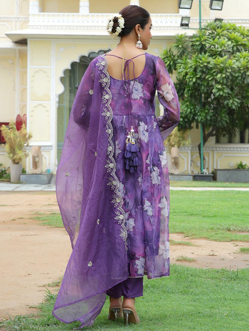 women purple long sleeve kurta pant with dupatta set - 21497430 - Standard Image - 2