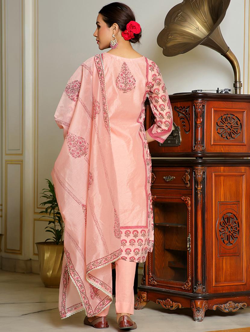 women three quarter sleeve kurta pant with dupatta set - 21497438 - Standard Image - 2