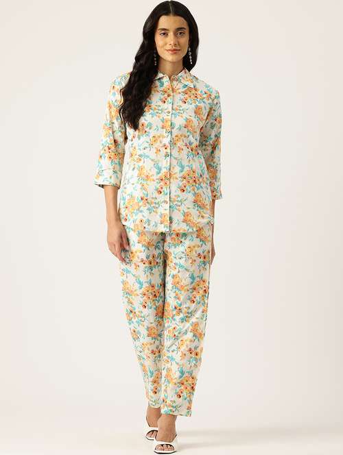women floral print shirt and trouser co-ord set - 21497850 -  Standard Image - 0