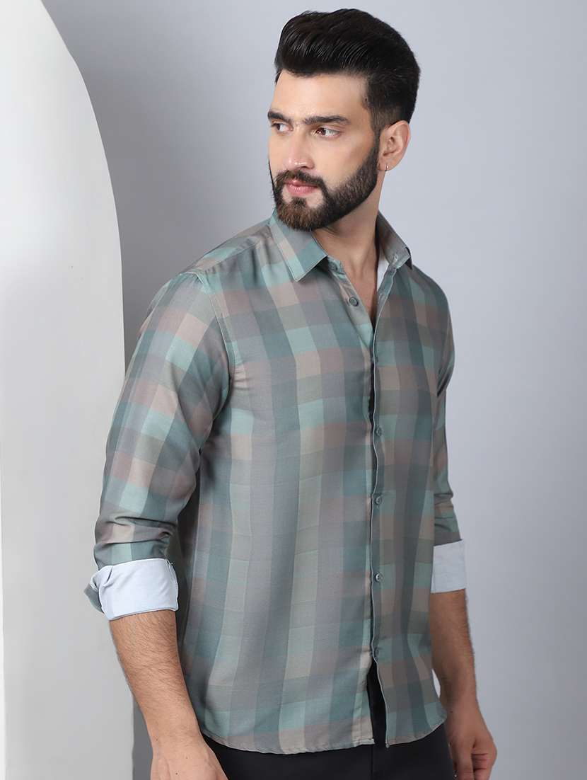 men checkered long sleeve casual shirt - 21497923 -  Standard Image - 2