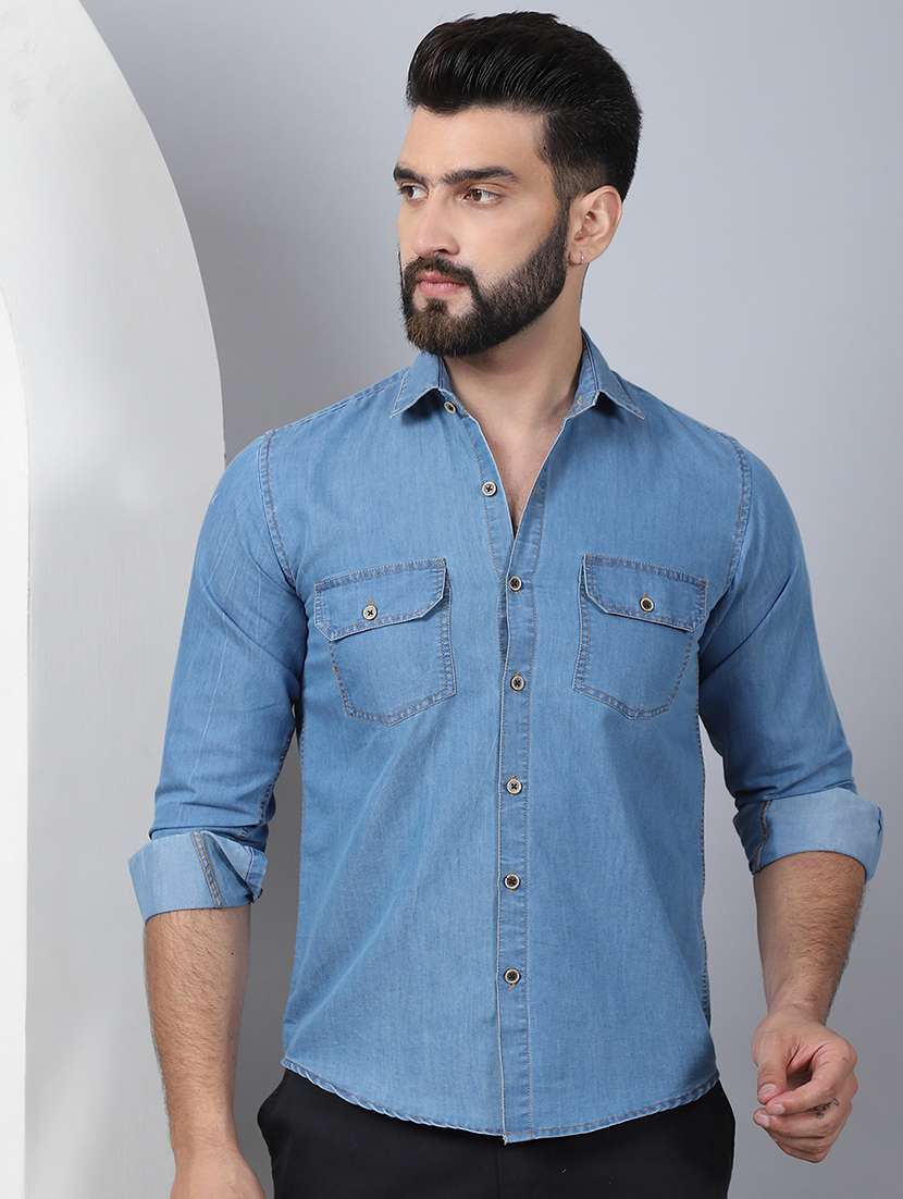men solid long sleeve casual shirt