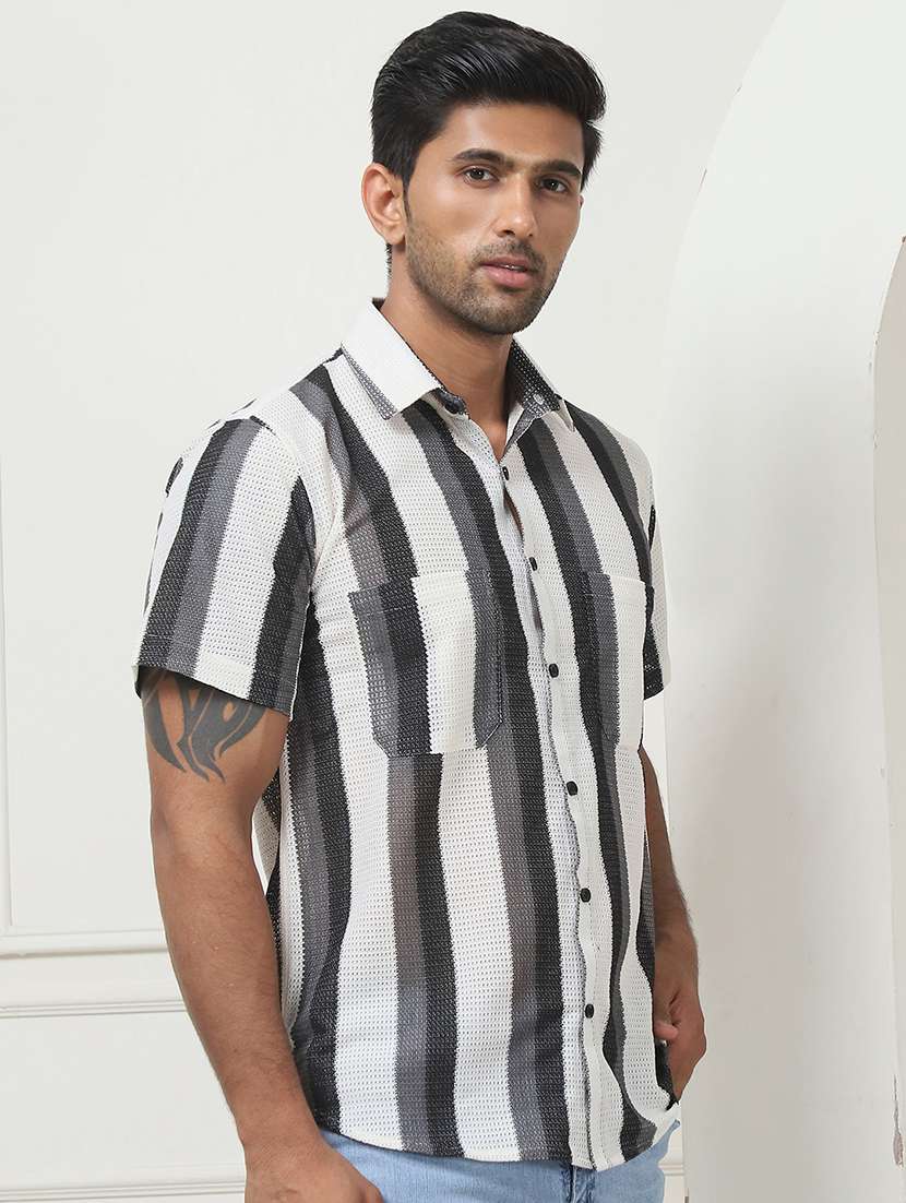 men striped short sleeve casual shirt - 21497929 -  Standard Image - 2