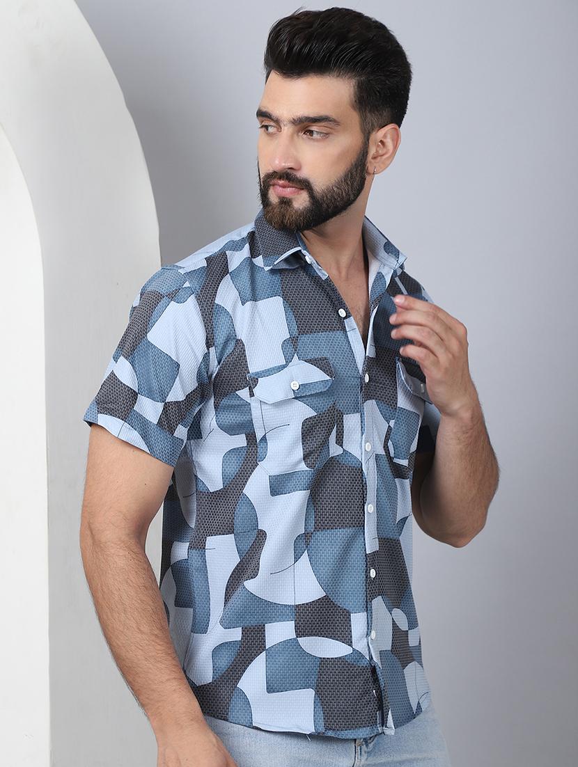 men printed short sleeve casual shirt - 21497939 - Zoom Image - 0