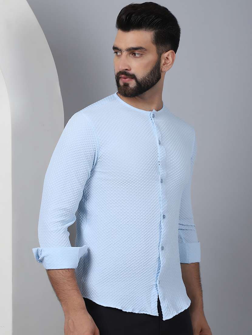 men self design long sleeve casual shirt