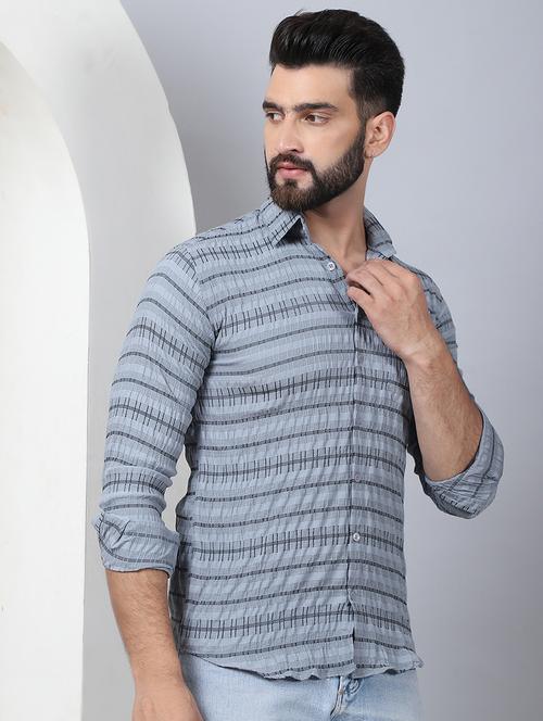 men striped long sleeve casual shirt - 21497946 - Standard Image - 0