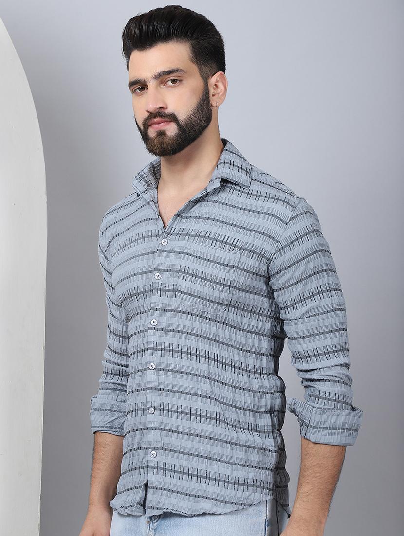 men striped long sleeve casual shirt - 21497946 - Standard Image - 2