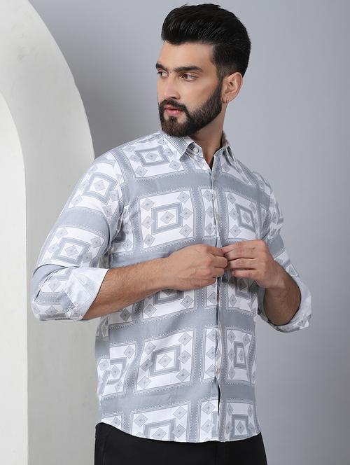 men printed long sleeve casual shirt - 21497949 - Standard Image - 0