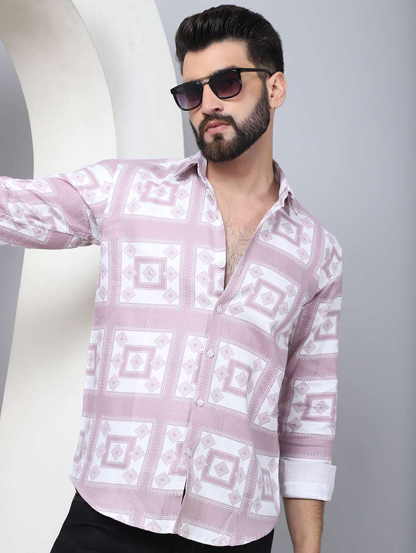men printed long sleeve casual shirt - 21497950 - Standard Image - 2
