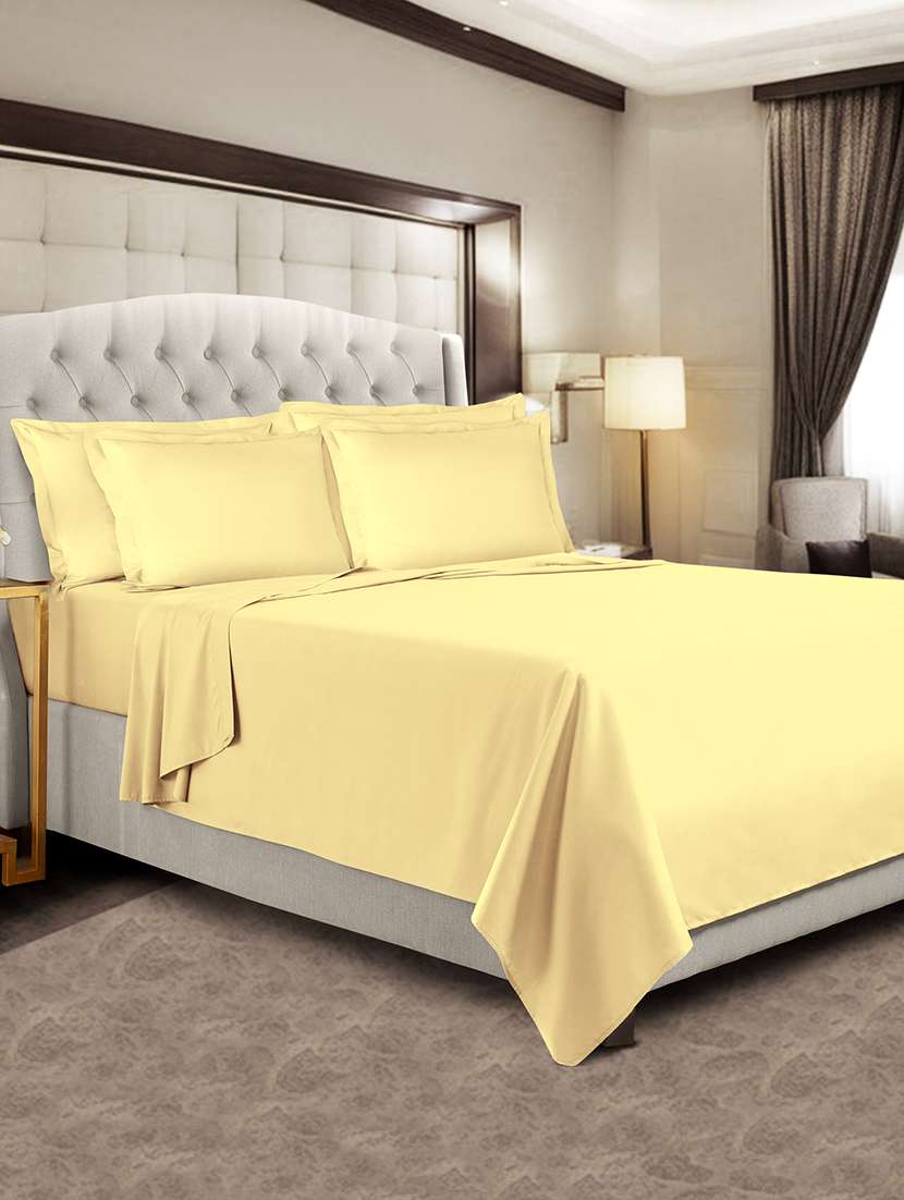 pizuna linens 400tc 100% cotton flat sheet super king mellow yellow