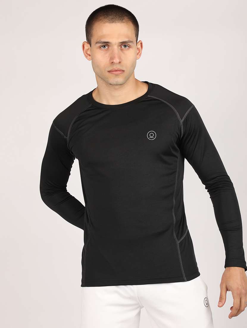 men solid active wear t-shirt