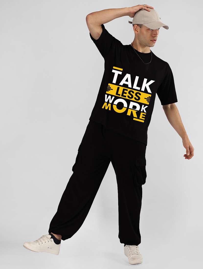 men typograohic printed t-shirt & baggy jogger co-ord set